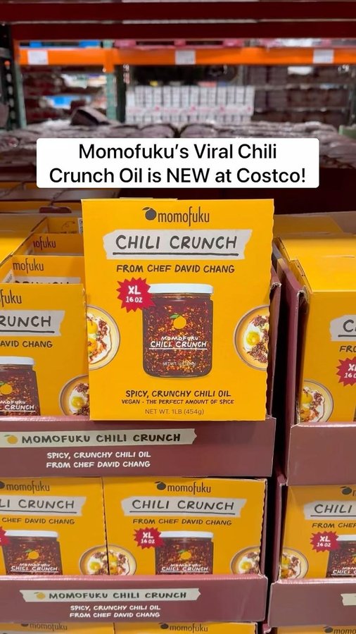 Instagram post by an influencer for Momofuku Goods. Caption reads: 🤩 @momofukugoods viral Chili Crunch Oil is [...].