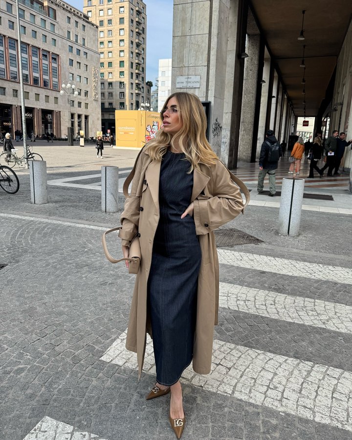 Instagram post by @elenagiadaa for ViCOLO. Caption reads: [...] about my denim dress? Love everything,....