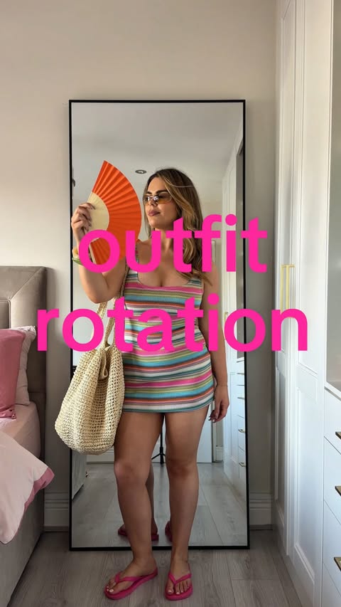 Instagram post by @katiemcallister_ for MISSGUIDED. Caption reads: ad. my @missguided outfit rotation🫦✨✨🪩👙⭐️ . .....