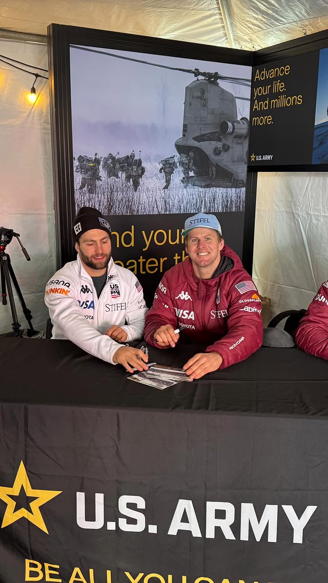 Instagram post by @sammorseski for GoArmy. Caption reads: Big thanks to the @goarmy 10th Mountain Division....