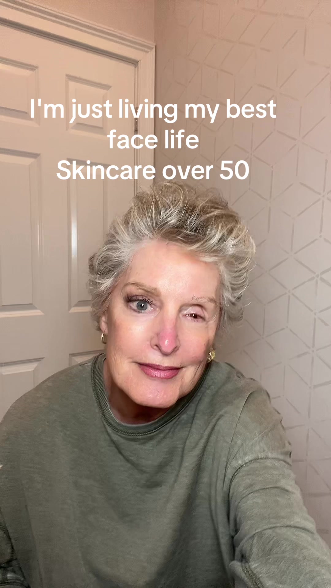 TikTok post by @mwogrady for HKH cosmetics. Caption reads: [...] #skincareover50#easyskincare @HKH cosmetics.