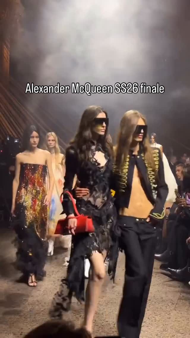 Instagram post by @highfashiontv for Alexander McQueen. Caption reads: Alexander McQueen SS26 finale 
#alexandecqueen....