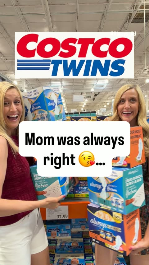Instagram post by @costco.twins for Always. Caption reads: #Always_Ad @Always Mom was right... it’s always....