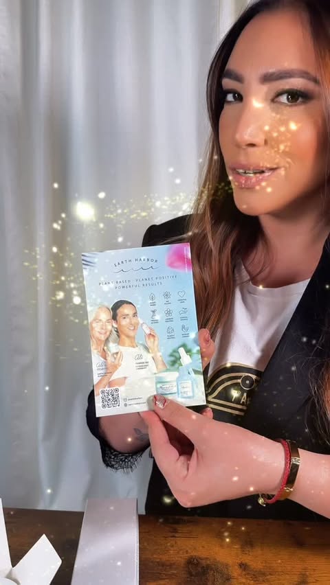 Instagram post by @lesliecartaya for Earth Harbor. Caption reads: @earthharbor Ocean-powered skincare that actually....