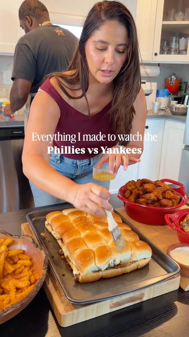 Instagram post by @misslegarda for Major League Baseball. Caption reads: Everything I made to watch the Phillies vs Yankees....