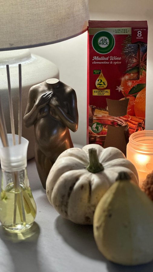 Instagram post by @rozzdarlington for Asda. Caption reads: AD ✨ Welcoming Autumn with Air Wick 🍂

The nights....