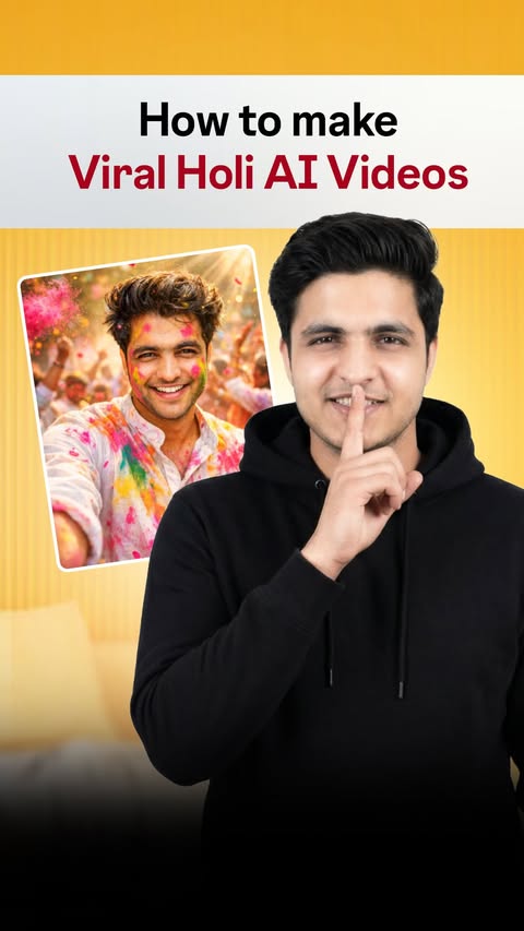 Instagram post by @editminds.ai for Filmora. Caption reads: [...] viral AI Holi videos of yourself using....