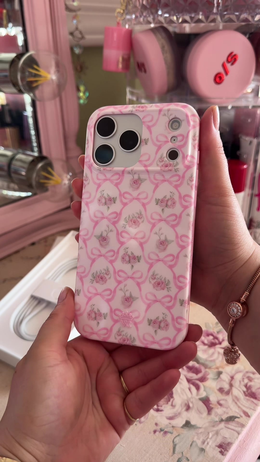 TikTok post by @staciastyles for VELVET CAVIAR. Caption reads: [...] phone case, as well as the phone ) . @Velvet....