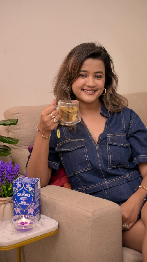 Instagram post by @mithimishraofficial for Pukka Herbs. Caption reads: [...] day with Pukka Night Time Sleep from....