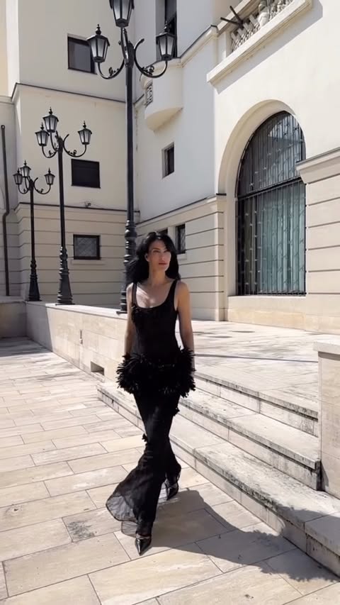 Instagram post by @andreeailieofficial for Sunfere. Caption reads: [...] Lace Floral Applique Maxi Dress by Sunfere,....