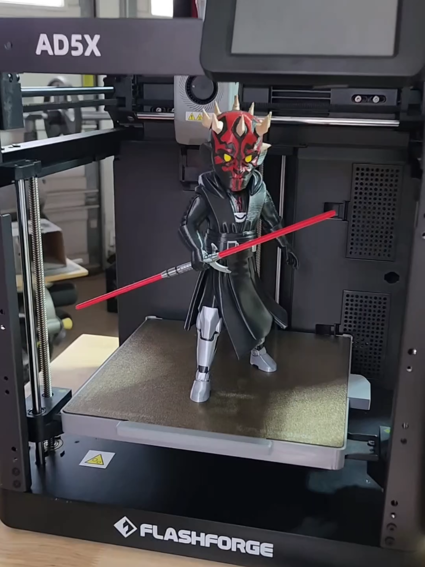 TikTok post by @tonyflix for Flashforge. Caption reads: [...] machine and awesome Star Wars files.....