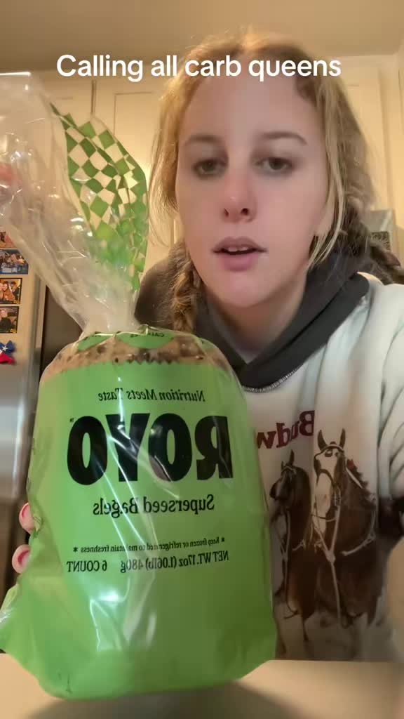 TikTok post by @queenstankyleg for Eat Royo. Caption reads: Honest review of @EATROYO bagels from self....