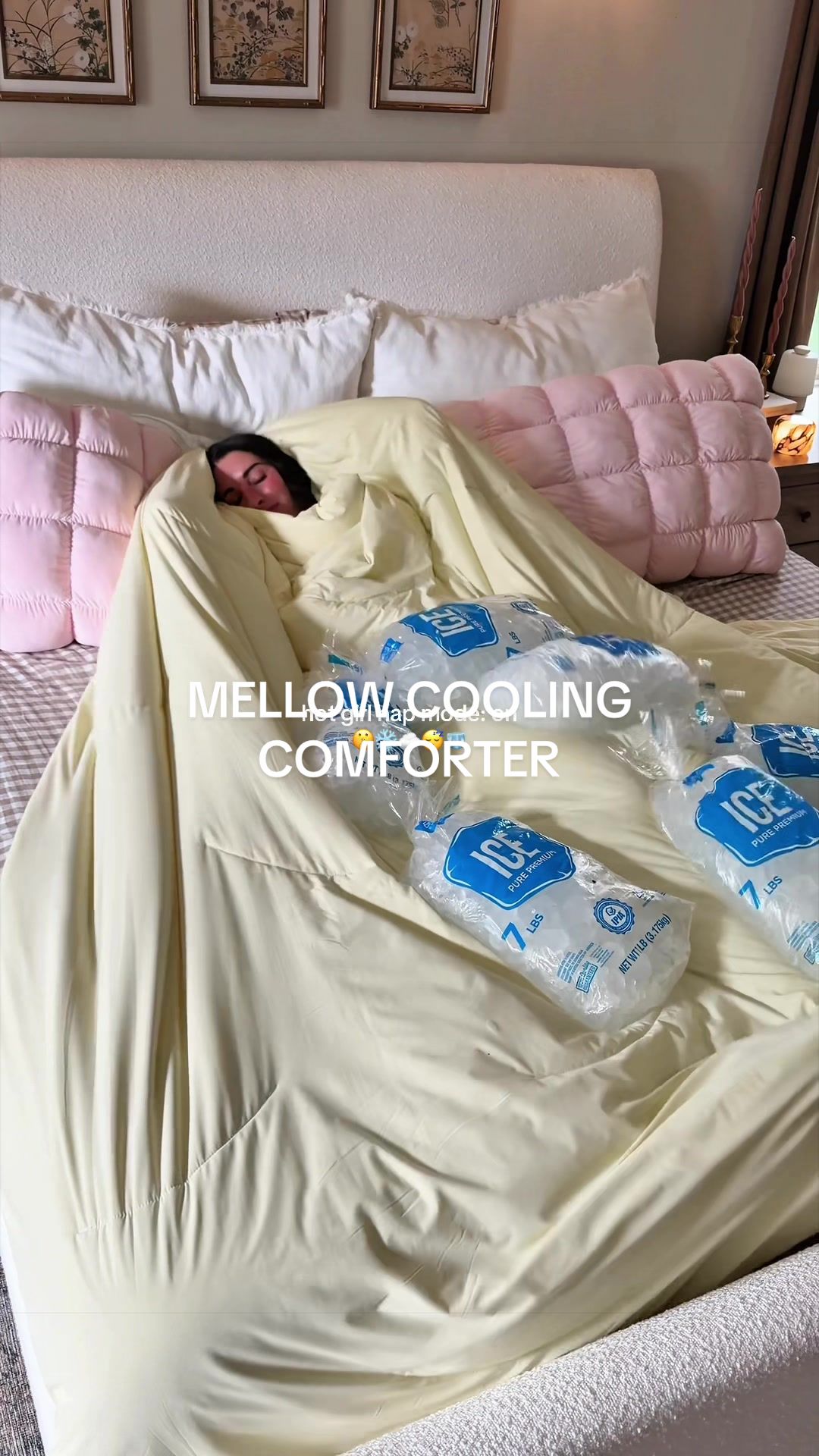 TikTok post by @kennyshopsalot for Mellow Sleep. Caption reads: [...] under this icyyyy blanket ❄️☁️🧊 @Mellow....
