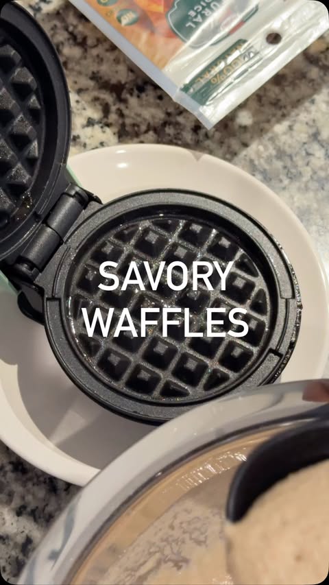 Instagram post by @yejiskitchenstories for Kodiak Cakes. Caption reads: Savory waffles for the win 🧇✨
My son loves....