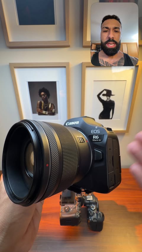 Instagram post by @mannyortiz for Canon USA. Caption reads: @canonusa R6III First Impressions 😮‍💨.