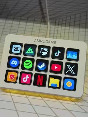 TikTok post by @tron1xtech for Fifine Indonesia. Caption reads: FIFINE D6 GAMING STREAM DECK REVIEW! Lowkey a....