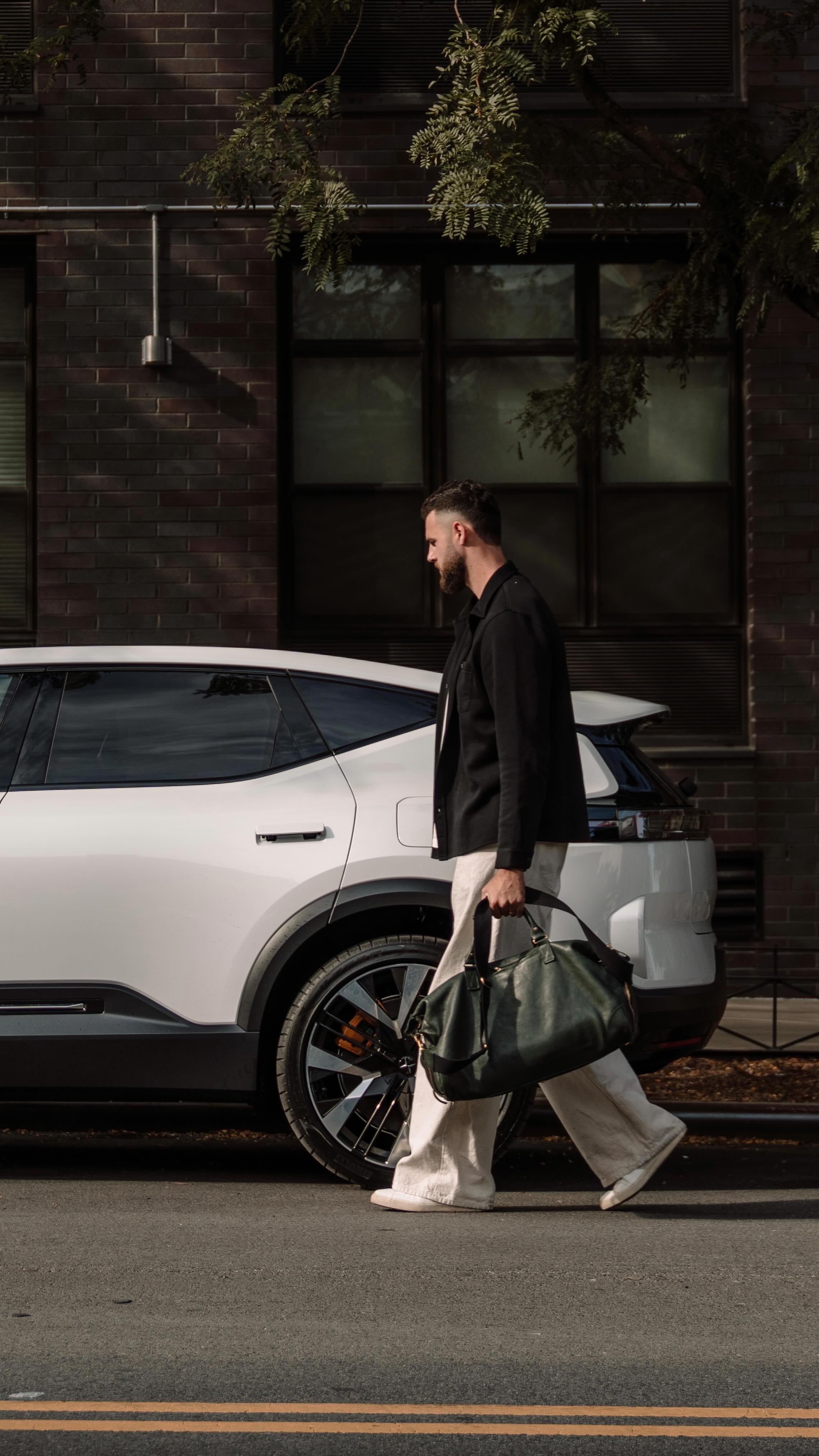 Instagram post by @jordantsanford for Polestar. Caption reads: In the city with the Polestar 3 SUV. Check out the....