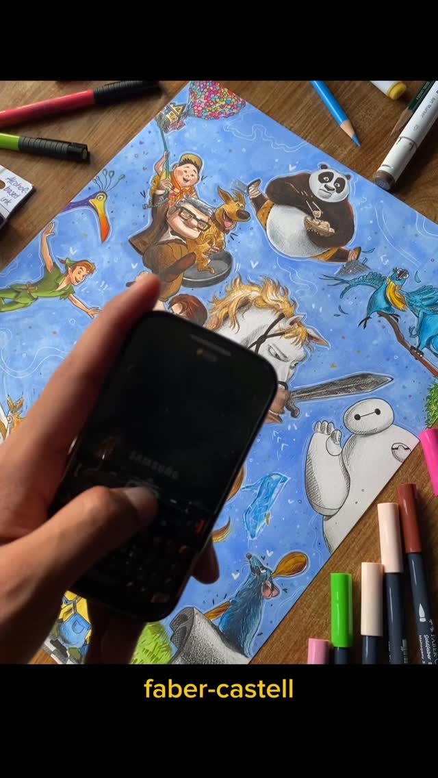 Instagram post by @firaaqzada for Faber-Castell. Caption reads: [...] world doodle art eheheh♥️🤪 Aur haan....