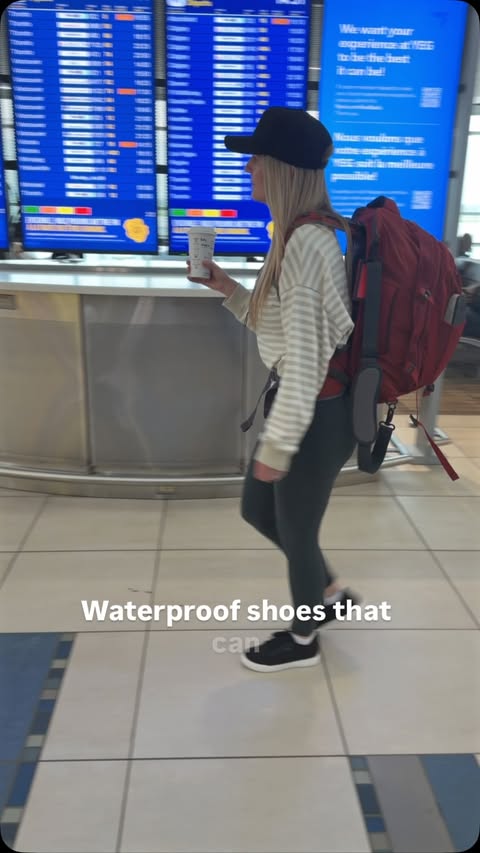 Instagram post by @boardingwithbackpacks for Vessi. Caption reads: [...] That’s why I always bring my @Vessi shoes.....