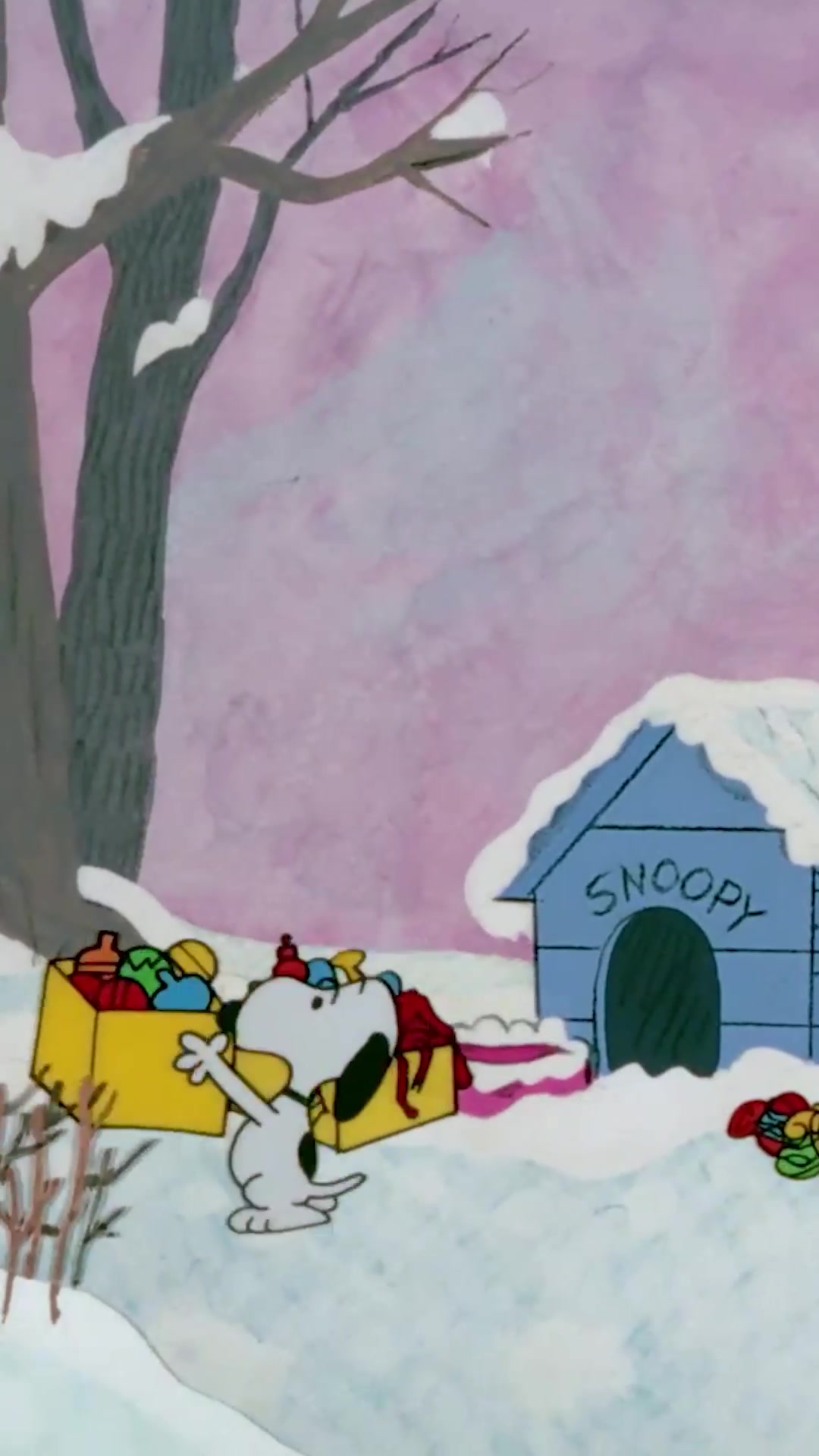 TikTok post by @snoopy for Apple TV. Caption reads: Are you all decorated for the holidays yet? Watch....