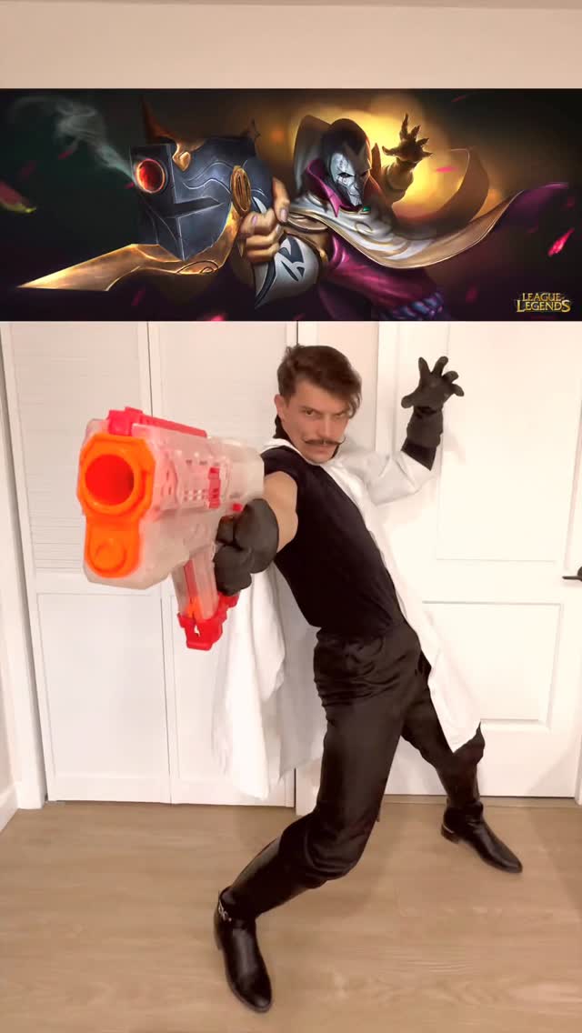 Instagram post by @v__i__e__l for League of Legends. Caption reads: Jhin pose League of Legends IRL🔥
#viel #lol....