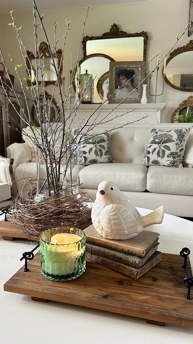 Instagram post by @kimsdecorlove2 for DECOR STEALS. Caption reads: [...] this wood and iron tray set of 2 from....