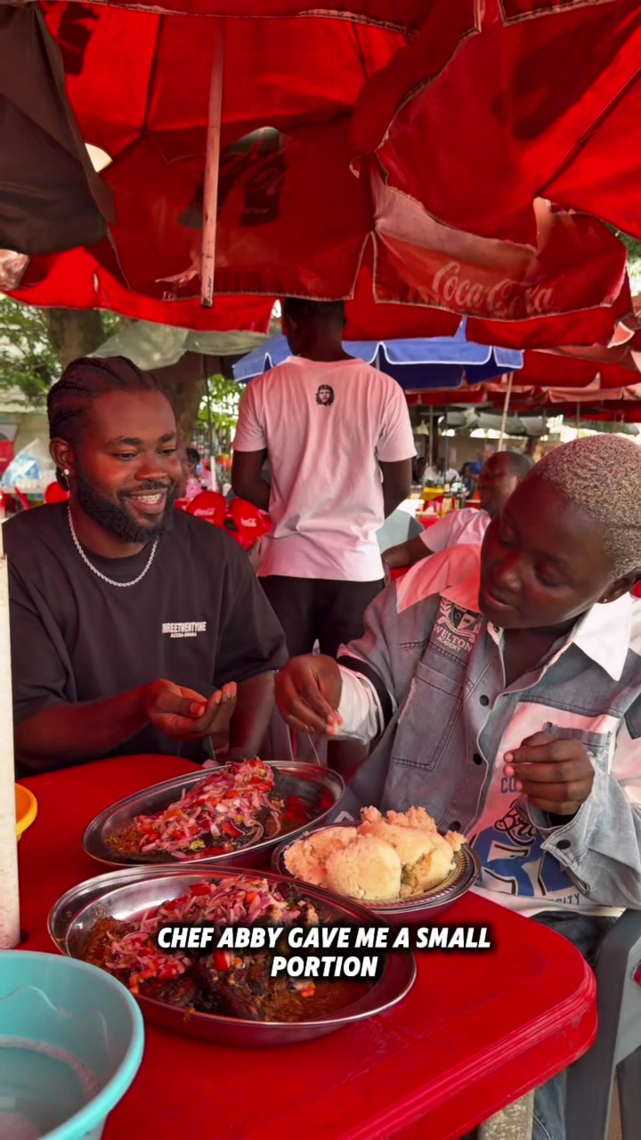 TikTok post by @kojojuniorr for Coca-Cola. Caption reads: Trying street food in Ivory Coast with @Coca-Cola....
