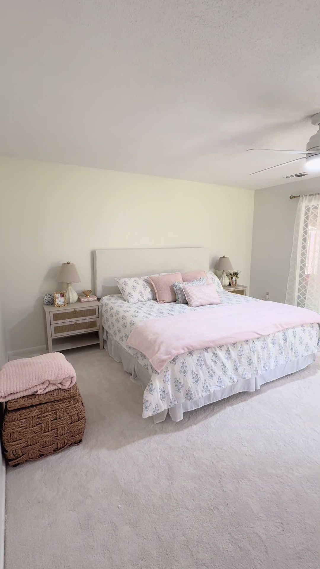 TikTok post by @lizzie.williamson for SICOTAS. Caption reads: [...] 💗✨💐Bedding - @Marshalls Nighstands -....