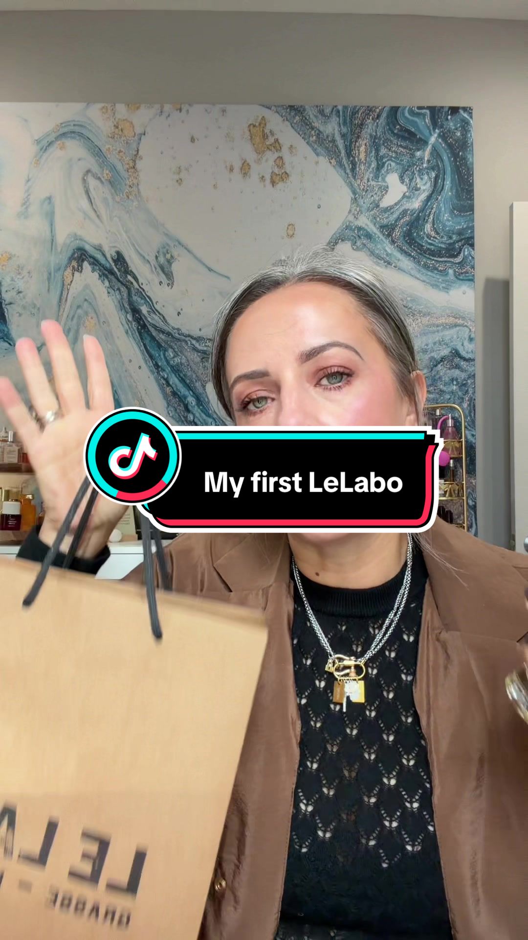 TikTok post by @kellyrosesarno for Le Labo Fragrances. Caption reads: My first trip to @LE LABO Fragrances was…....