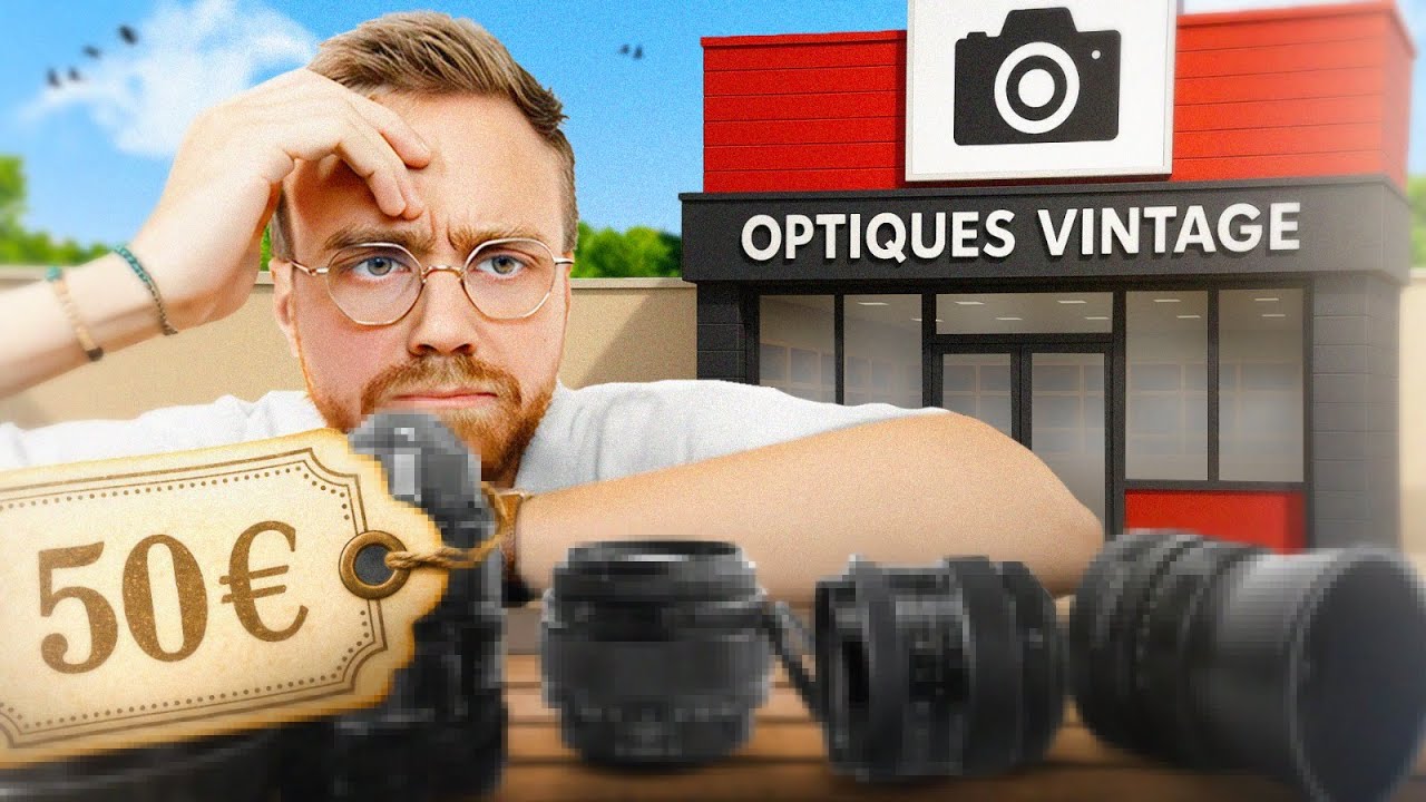 YouTube post by @CharlesSchiele for IPLN. Caption reads: I FILM with €50 LENSES (yes yes).