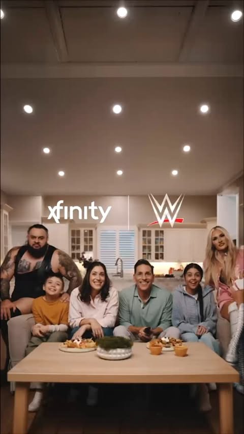 Instagram post by @bronsonishere for Xfinity. Caption reads: WWE 🤝 @Xfinity WiFi. The ultimate tag team....
