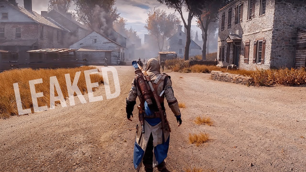 YouTube post by @gameranxTV for IGN. Caption reads: ASSASSIN'S CREED LEAKED, AMBITIOUS GAME DELAYED....