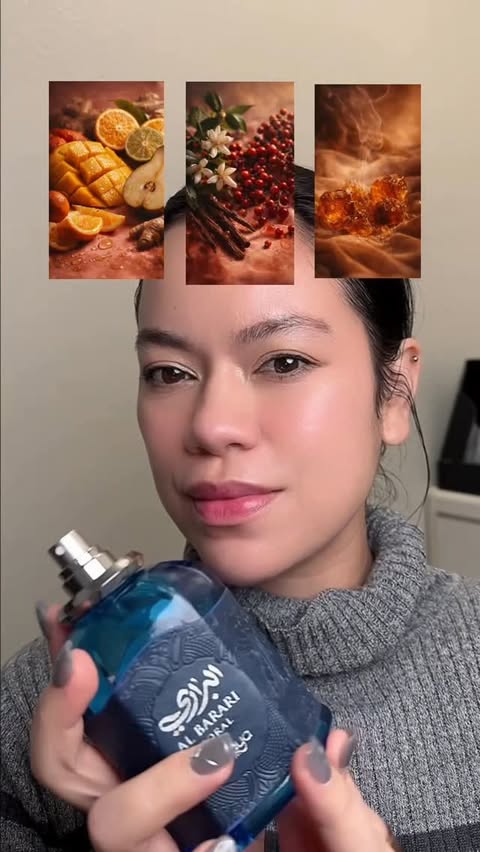 Instagram post by @magentavillegas for Zimaya Perfumes. Caption reads: Al Barari Coral feels like a sun-warmed escape....