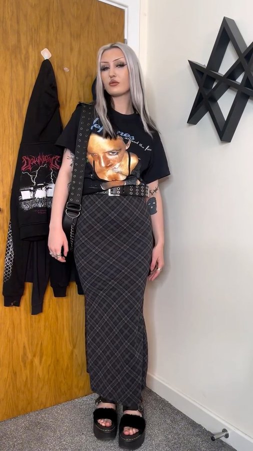 Instagram post by @paras1te.eve for Damaged Society. Caption reads: how to style band merch- part....