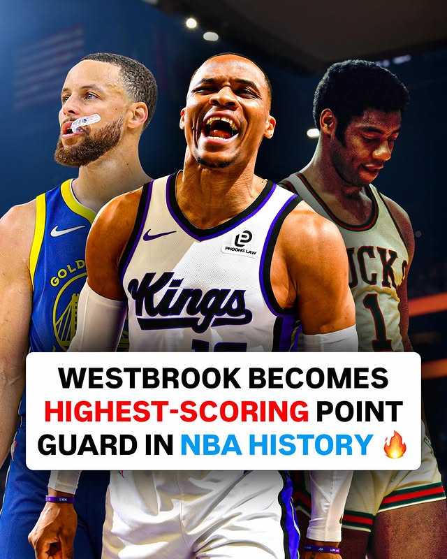 Instagram post by @hoopsnation for Topps. Caption reads: Russell Westbrook makes NBA HISTORY, becoming the....