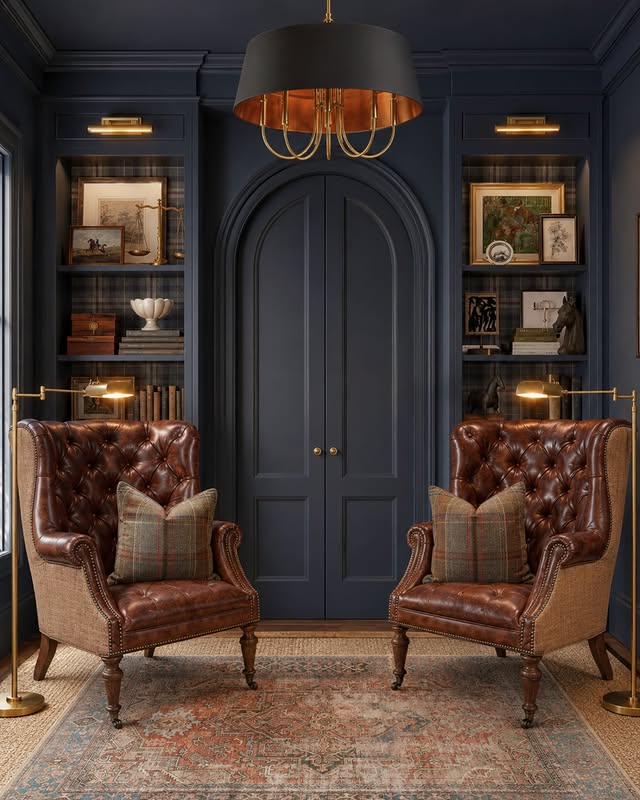 Instagram post by @river_and_vine_design_ for Lauren Croker • Online Stylist. Caption reads: The secret to decorating a dark room without....