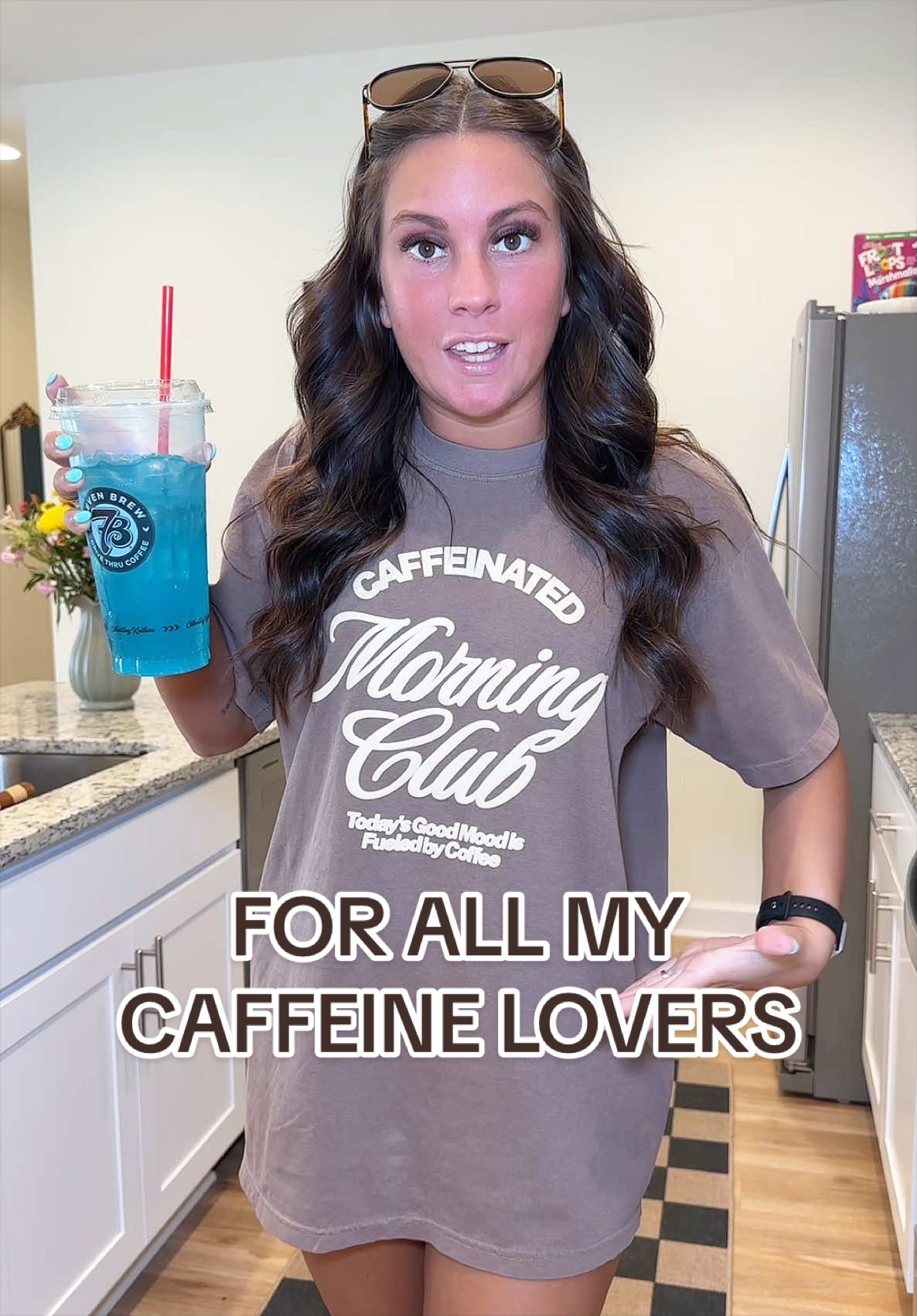 TikTok post by @shaycroft for United Monograms. Caption reads: [...] so this shirt says it all 🤎☕️⚡️💙 @United....