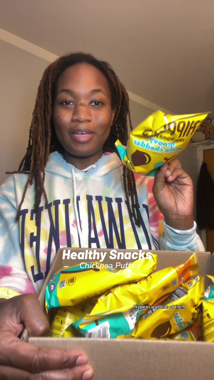 TikTok post by @crosscaptures for Hippeas. Caption reads: @HIPPEAS Snacks are some of my favorite healthier....