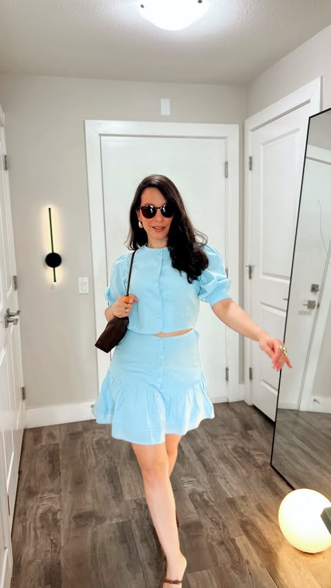 Instagram post by @hola_soymona_ for Chicwish. Caption reads: Baby blue for summer? YES, Please 🩵✨ @chicwish ✨....