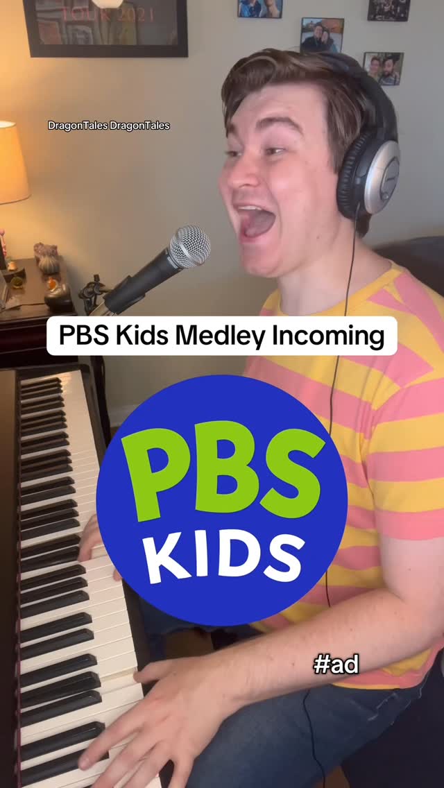 Instagram post by @noahsundaylefkowitz for PBS. Caption reads: These @pbs theme songs were the soundtrack of our....