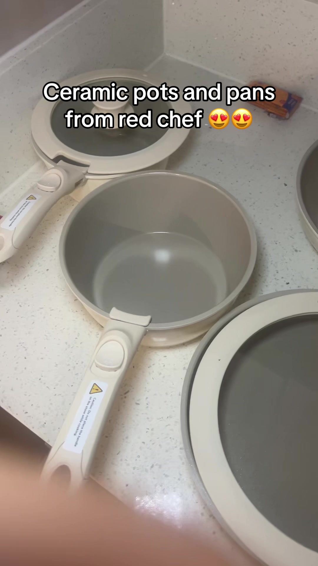 TikTok post by @gurlonfyaa for Redchef. Caption reads: Ceramic non-toxic pots and pans 😍 @Redchef Home....