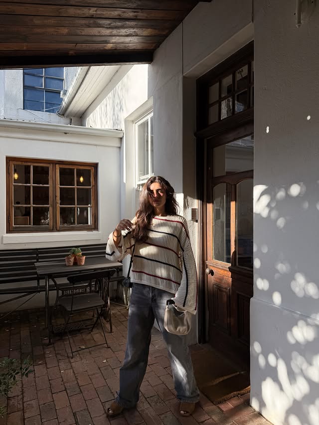 Instagram post by @sofia_marques_cruz for Jimmy Fairly. Caption reads: Bartolomeu Dias, who? #ootd #outfit gifts tagged.