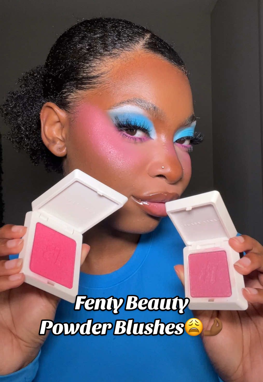 TikTok post by @ashleecookk for Fenty Beauty. Caption reads: @Fenty Beauty Powder Blushes😩🤌🏾 #ashleecookk....