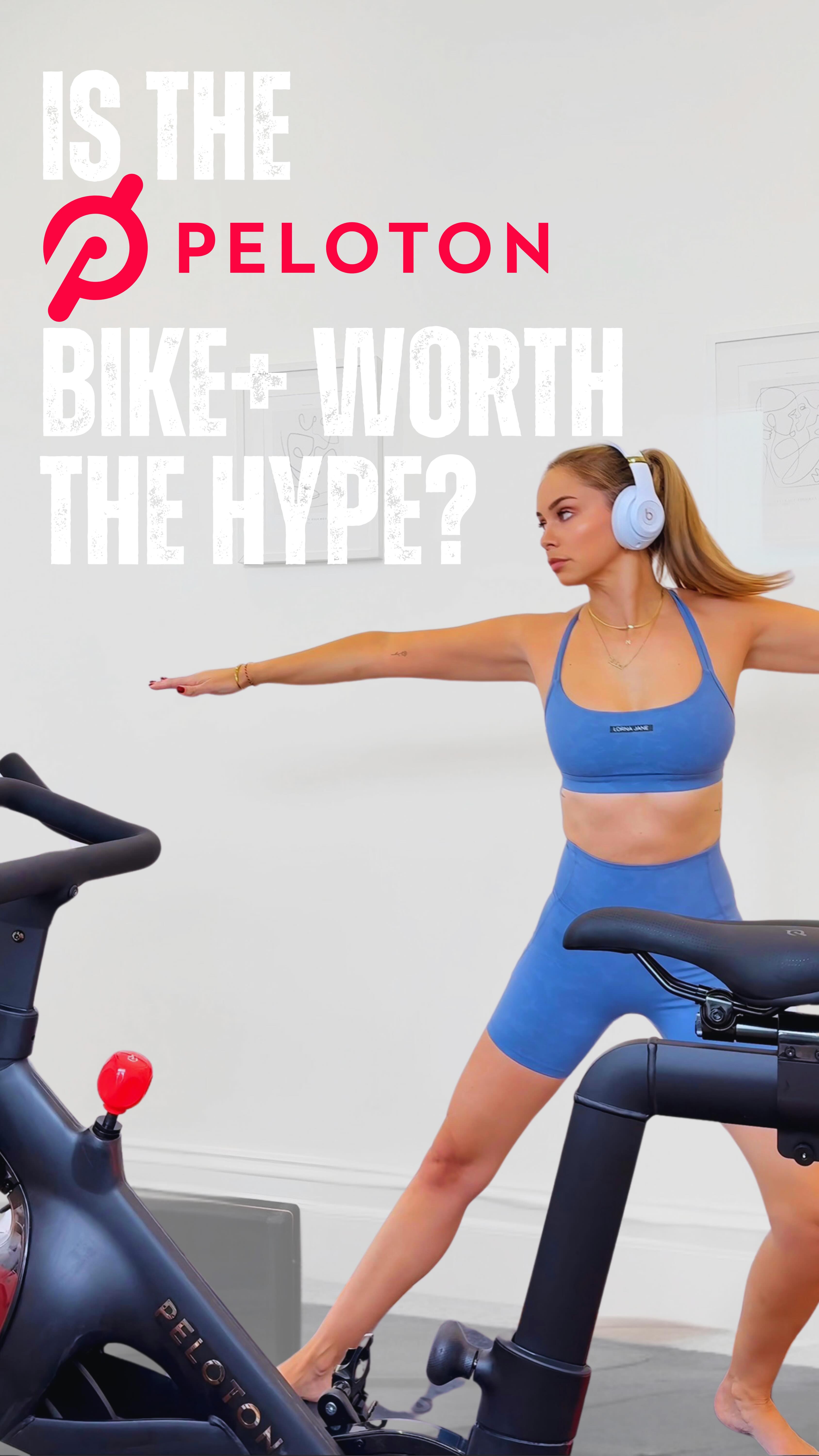 Instagram post by @tee_smyth for Peloton. Caption reads: Is the Peloton Bike+ worth the hype? Let’s talk.....