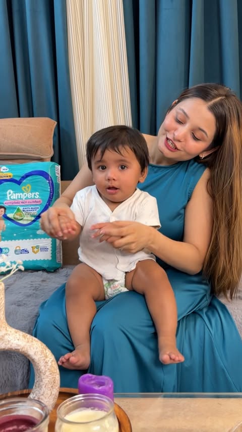 Instagram post by @beingkunika for Pampers. Caption reads: [...] that keeps those tiny smiles safe ✨ Pampers....