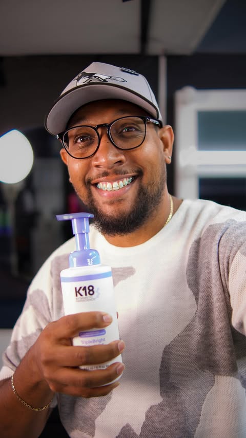 Instagram post by @krewkutz for K18 Hair. Caption reads: [...] .. Get the foundation right with @k18hair....