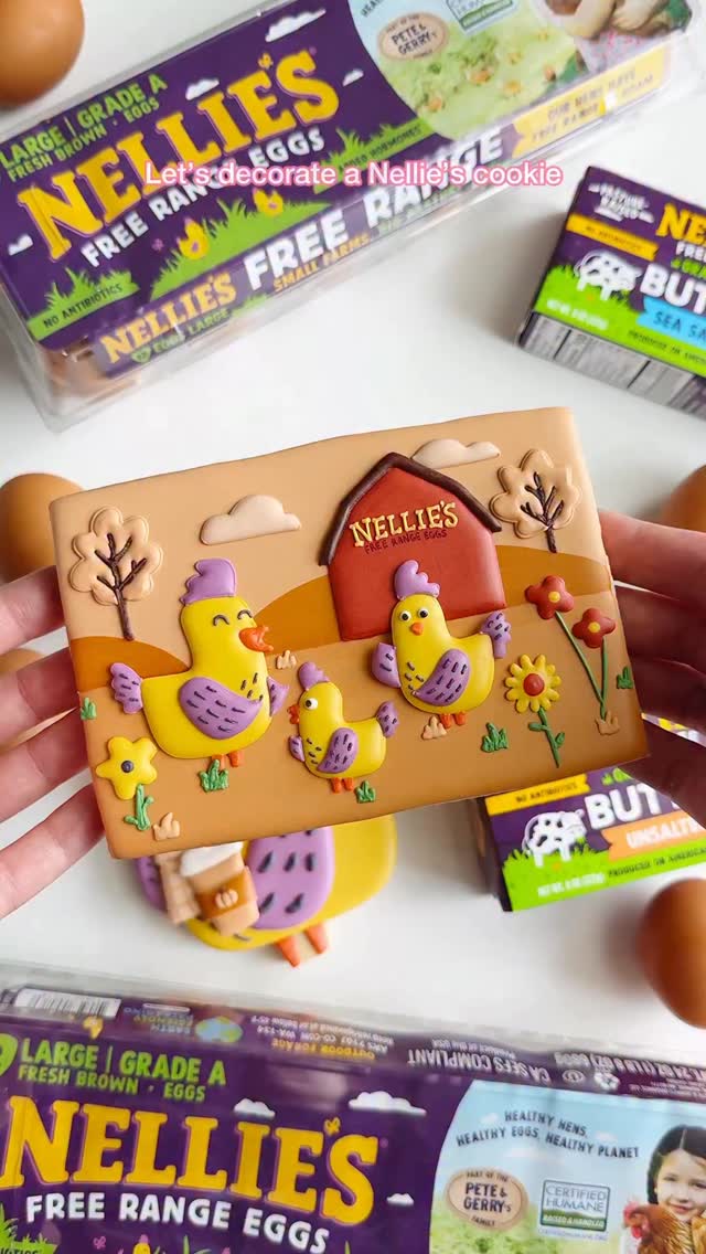 Instagram post by @hanamade.cookies for Nellie's Free Range. Caption reads: [...] my voiceover. Can’t wait to use....