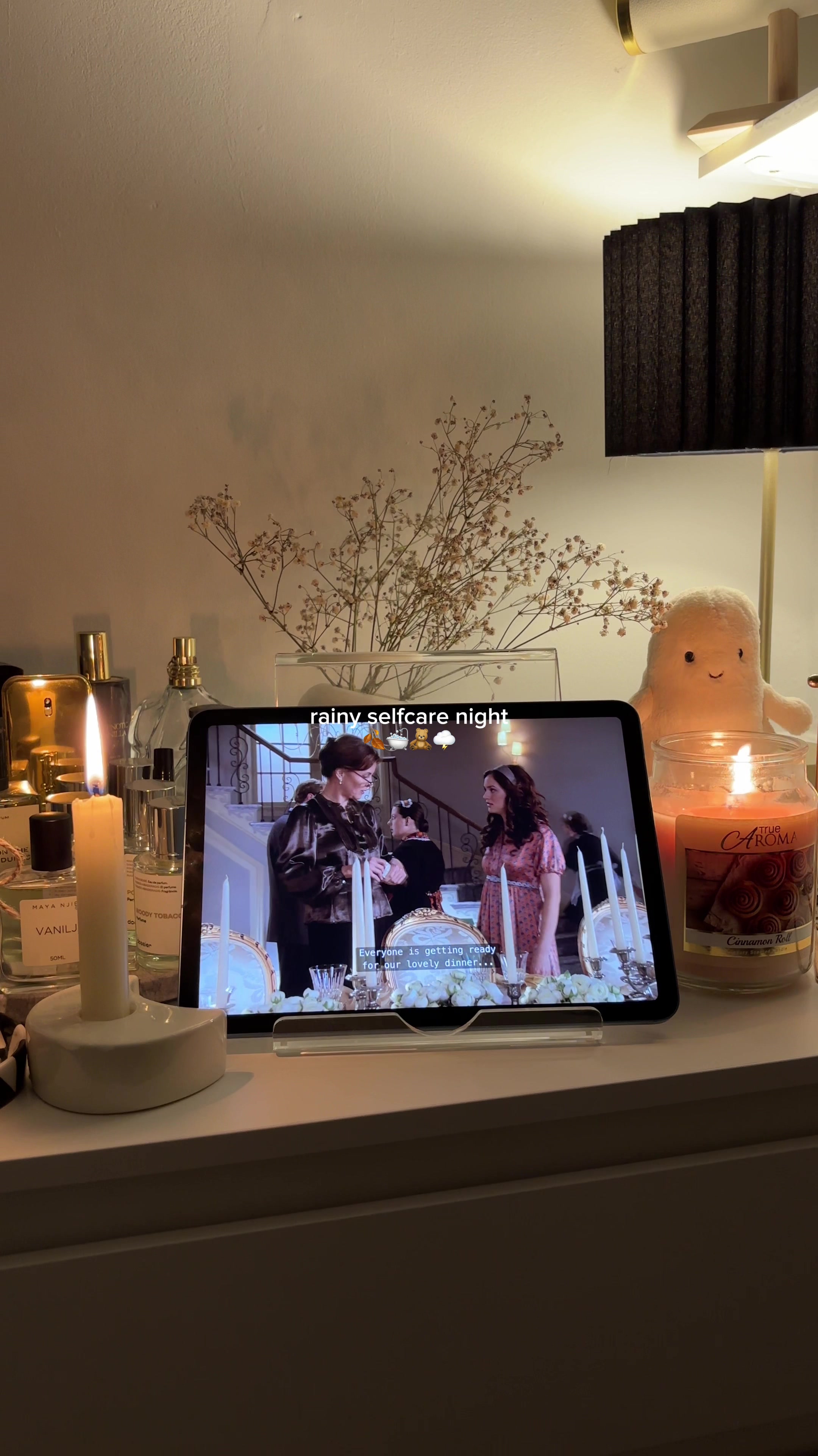TikTok post by @hs.george for Dove. Caption reads: i love doing selfcare when it’s raining outside!  ....