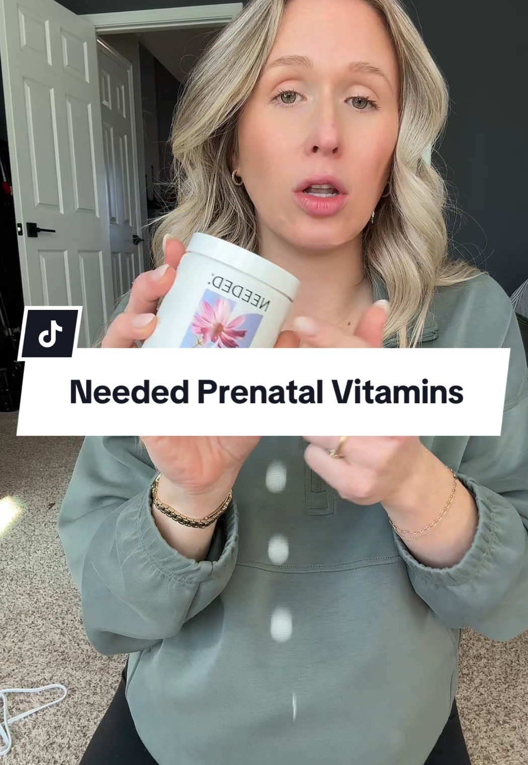 TikTok post by @thereeseco for Needed. Caption reads: Read those prenatal supplement facts! @Needed....