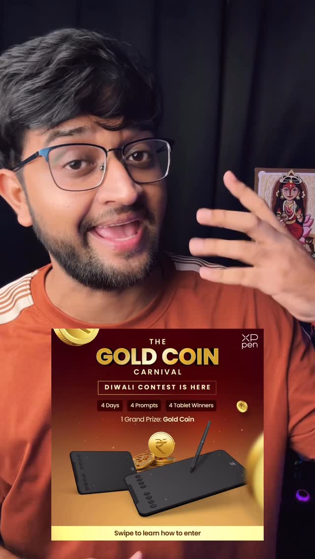 Instagram post by @sanjuarts7 for XPPen. Caption reads: Diwali Art Tournament 😍 @xppen_india 
.
4 Days. 4....